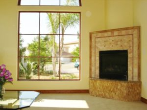 Divided Lite Picture Window & Fireplace Surround
