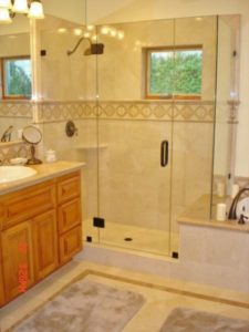 Frameless Glass Shower Modernizes Traditional Bathroom