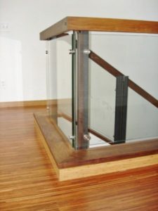 Glass Rail With Walnut Bannister & Bamboo Floor